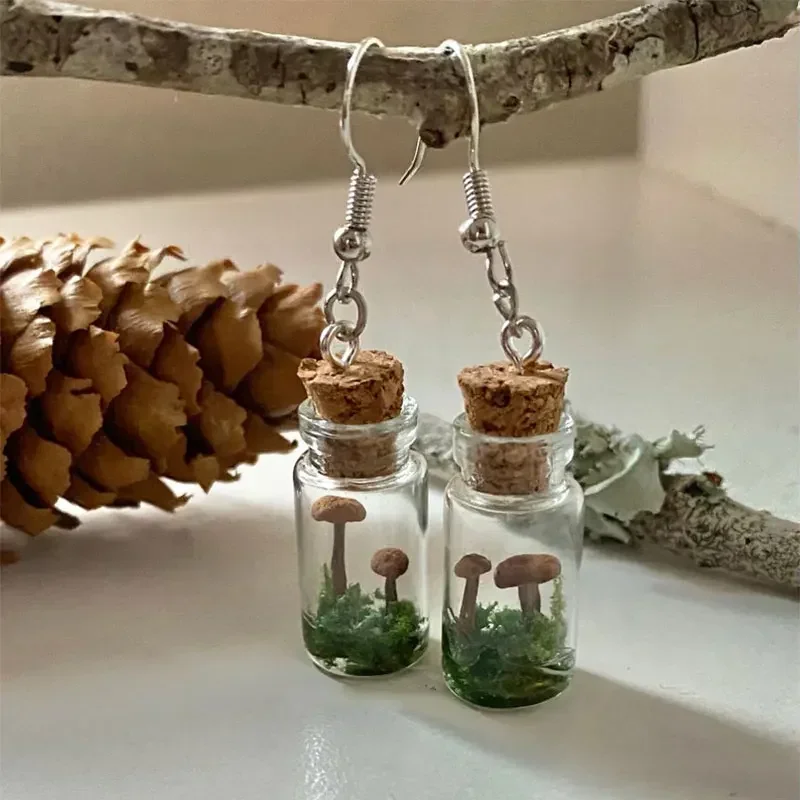 Preserved Moss Sheet - Prawdziwe kolczyki z grzybami Słoik /