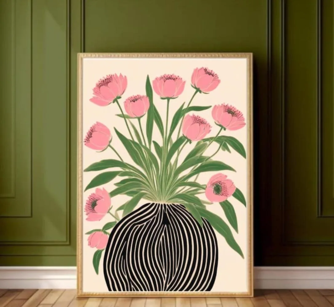 Florist Supply Vases - Bezramowy plakat kwiatowy, sztuka ścienna Matisse,