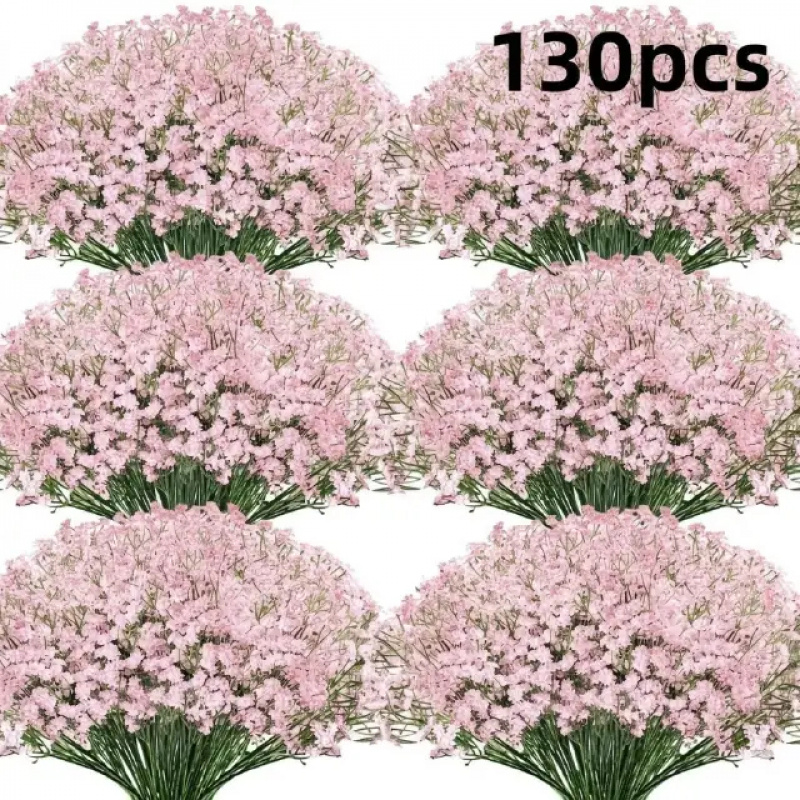 Florist Supply Bulk - 130-ramienny różowy bukiet sztucznych kwiatów gipsówki,